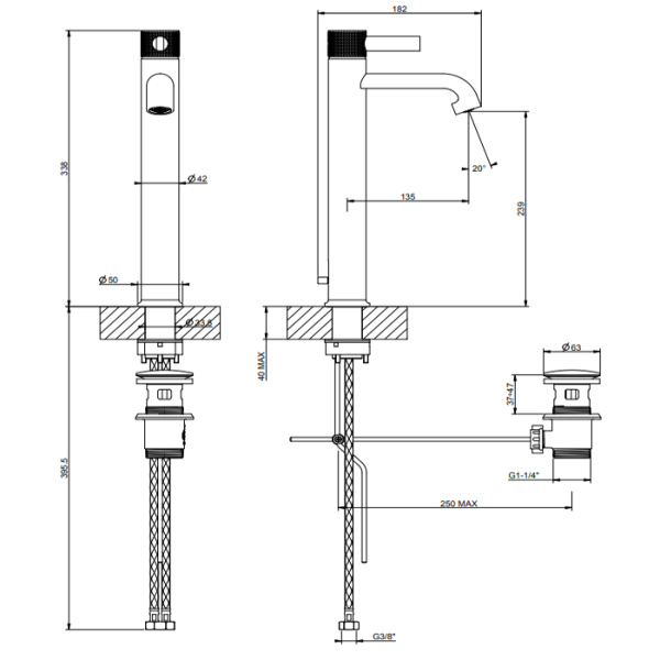 gessi gessi inciso смеситель для раковины, 1 отв., цвет: хром
