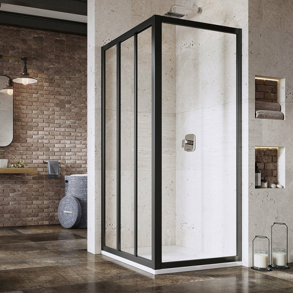 душевая стенка ravak supernova apss-90 940703r2z1 профиль черный стекло transparent