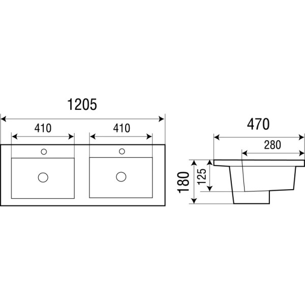раковина встраиваемая weltwasser deilbach 7506 120 10000003906 двойная, белая