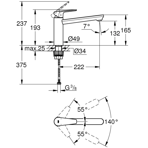 смеситель для кухни grohe bauedge 31693000