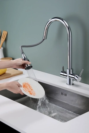 смеситель для кухни paulmark lange la214212-cr с подключением к фильтру, цвет хром