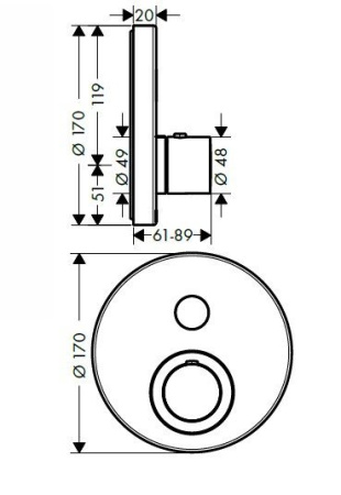 термостат для душа axor showerselect 36722000