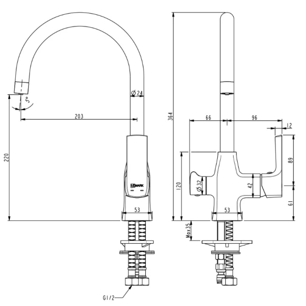 смеситель для кухни lemark ursus lm7261bl черный матовый