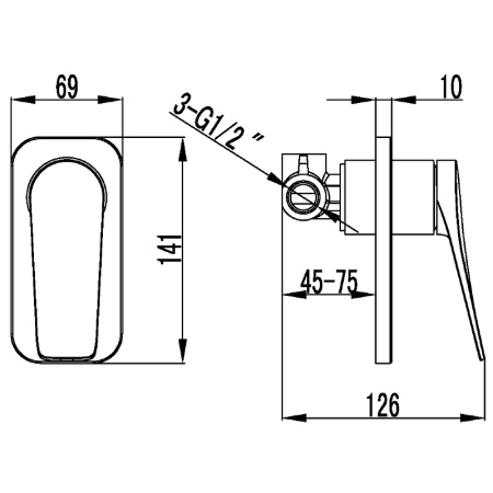 смеситель для душа lemark bronx lm3723bl черный матовый