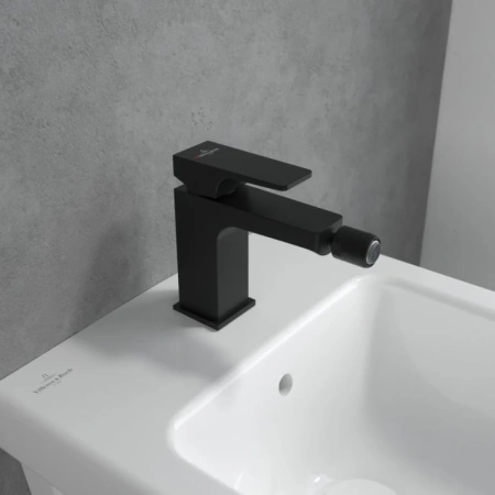 смеситель villeroy & boch architectura square tvb125001000k5 для биде, с донным клапаном, черный матовый