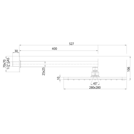 верхний душ bossini cosmo h69598i.073, квадратный, цвет черный матовый
