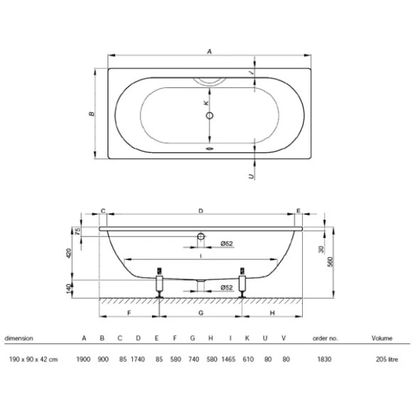 ванна стальная bette starlet 1830-000 1gr,plus,ar 190x90 см, с отверстиями под ручки, антискользящим и водоотталкивающим покрытием, белый