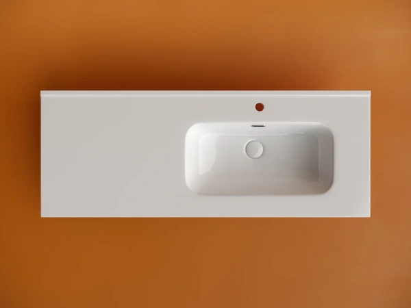 раковина накладная мебельная ceramicanova element прямоугольная 121 с чашей справа с отверстием под смеситель цвет белый cn7006r