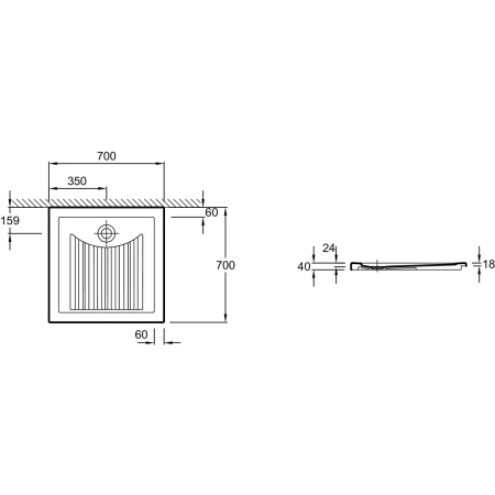 керамический поддон 70x70 см jacob delafon kyreo ena60-00