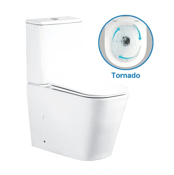 унитаз компакт azario esconda az-1255a напольный, безободковый, слив "торнадо", с бачком и сиденьем микролифт, 64х37х81 см, белый