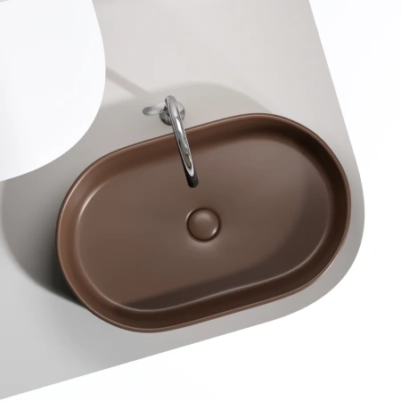 раковина ceramicanova element cn6048mdb накладная, 60.8x38.5 см, темно-коричневая матовая