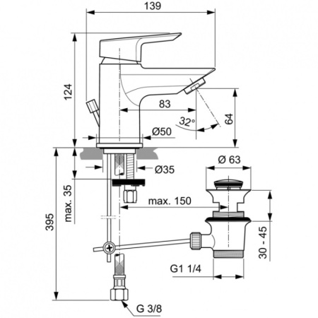смеситель для раковины ideal standard tesi a6566aa смеситель для раковины ideal standard tesi a6566aa