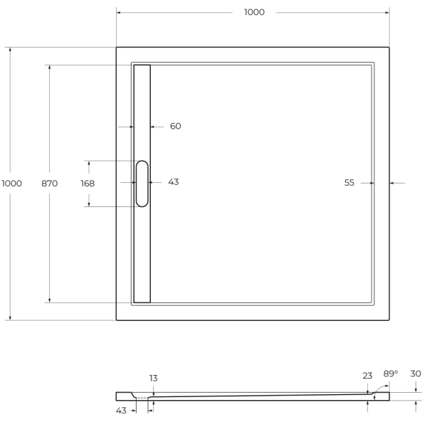 душевой поддон из искусственного камня cezares tray as 100х100 tray-as-a-100-30-nero черный матовый