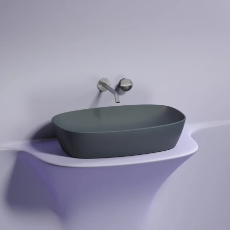 раковина ceramicanova element cn6049mdh накладная, 60x38 см, темный антрацит матовый