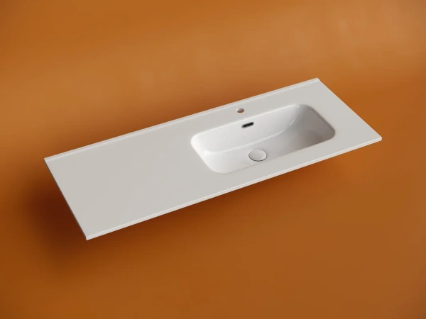 раковина накладная мебельная ceramicanova element прямоугольная 121 с чашей справа с отверстием под смеситель цвет белый cn7006r