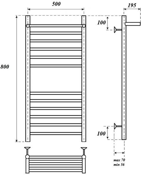 полотенцесушитель point аврора премиум pn10156sp водяной, с полкой, 50x80 см, хром
