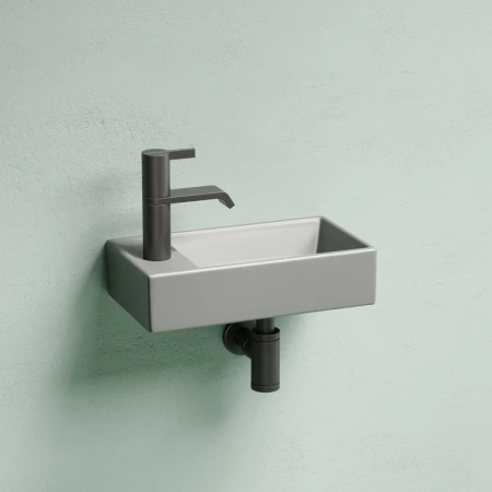 раковина ceramicanova element cn6051rmh подвесная, чаша справа, 41.7х21.7 см, антрацит матовый