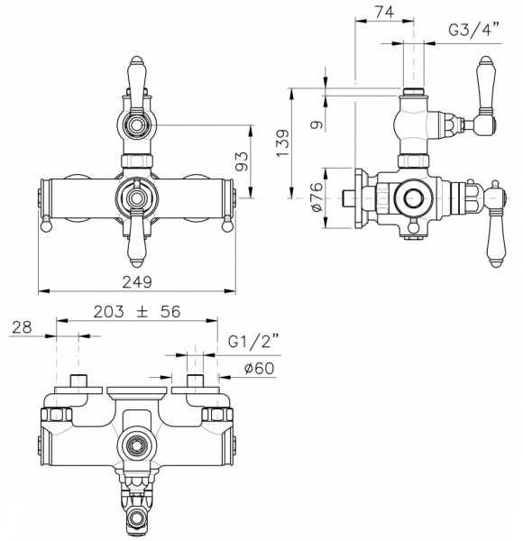 смеситель для душа nicolazzi termostatico 4917bz69, бронза