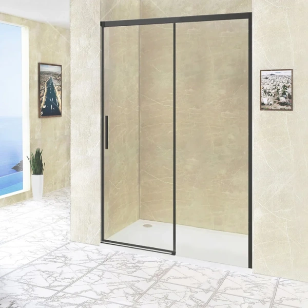 душевая дверь в нишу rgw leipzig le-12-b (177-181) x195 профиль черный, стекло прозрачное