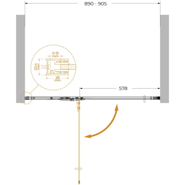 душевая дверь cezares liner liner-b-12-90-c-cr-l 90 см l, профиль хром, стекло прозрачное