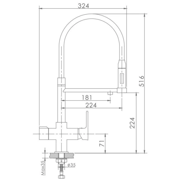 смеситель для кухни haiba hb76854 цвет хром / черный