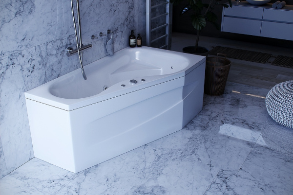 акриловая ванна aquatek медея 170x95 r med180-0000038 без гидромассажа с фронтальной панелью с каркасом (вклеенный) со слив-переливом