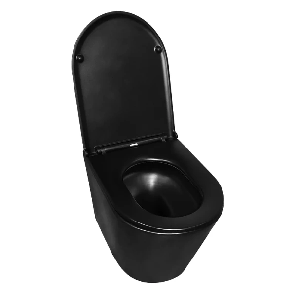 унитаз azario teramo az-0053-uq3-mb подвесной, безободковый, с сиденьем микролифт, слив "торнадо", 51.5х35.5х36.5 см, черный матовый
