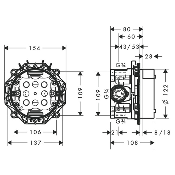 внутренняя часть 3/4" axor uno 16182180