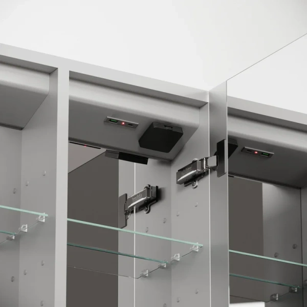 зеркальный шкаф из алюминия для ванной комнаты sancos evoke 900x700х136 мм с led подсветкой sc8090