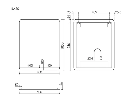 Зеркало для ванной комнаты Sancos Ray 800х1000 c подсветкой, RA800
