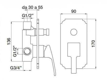 смеситель для душа cezares olimp vdim-l olimp-vdim-01-l хром