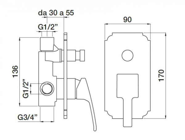 смеситель для душа cezares olimp vdim-l olimp-vdim-02-l бронза