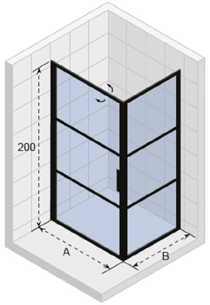 душевой уголок riho grid gb201, gb2090080(g004010121), 90 х 80 см, стекло прозрачное, профиль черный