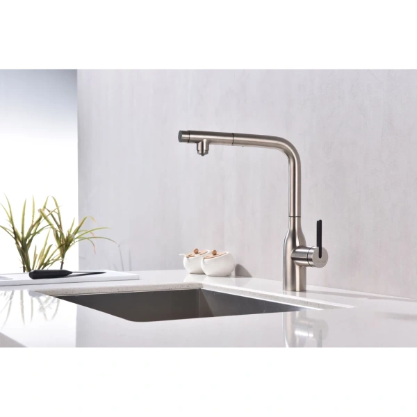 смеситель для кухни с подключением к фильтру paulmark viper vi213105-ni, цвет никель