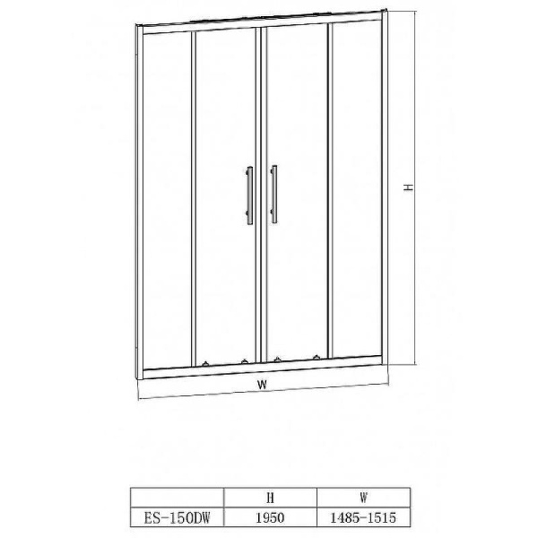душевая дверь в нишу esbano esdn150dw 150*195 без поддона