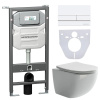 Комплект унитаза с инсталляцией Ceramicanova Forma CN3009_1002W_1000 с сиденьем микролифт и Белой клавишей смыва