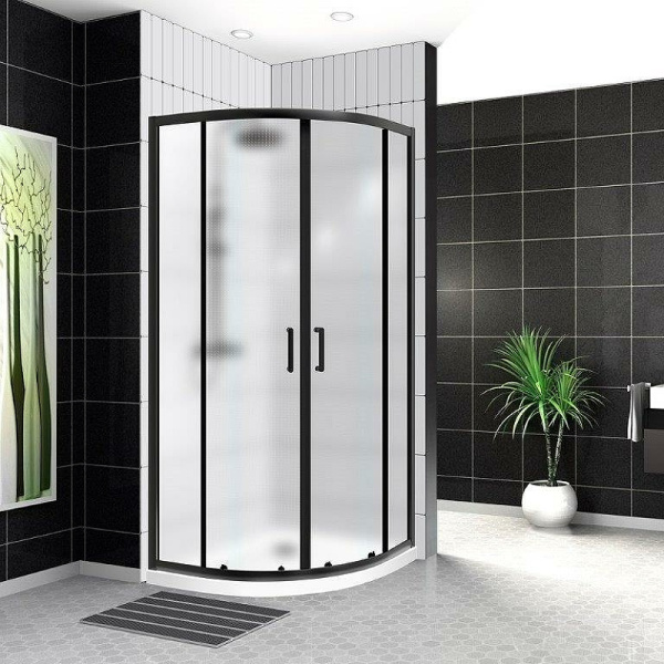 душевой уголок belbagno uno 90×90 uno-195-r-2-90-p-nero профиль черный матовый, стекло рифленое