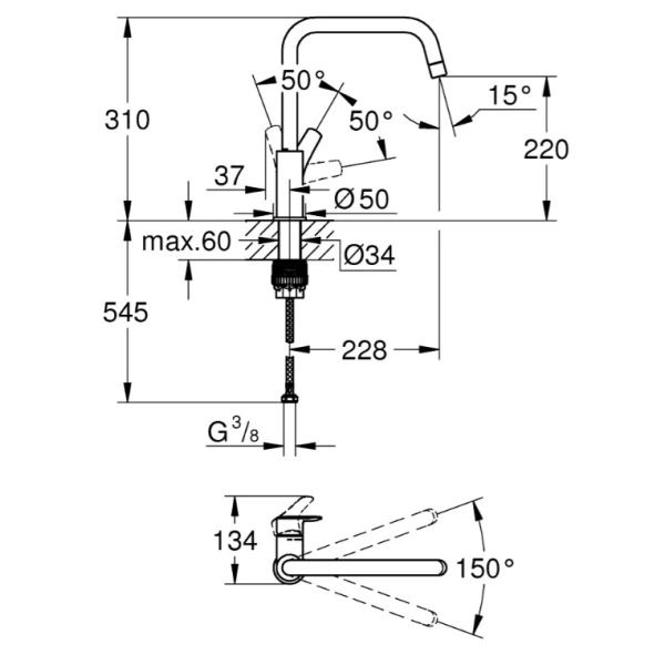 смеситель для кухни grohe eurosmart 30567000