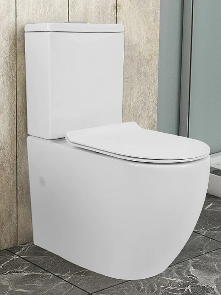 унитаз компакт azario corsa az-2062t напольный, безободковый, слив "торнадо", с бачком и сиденьем микролифт, 63х38х83 см, белый