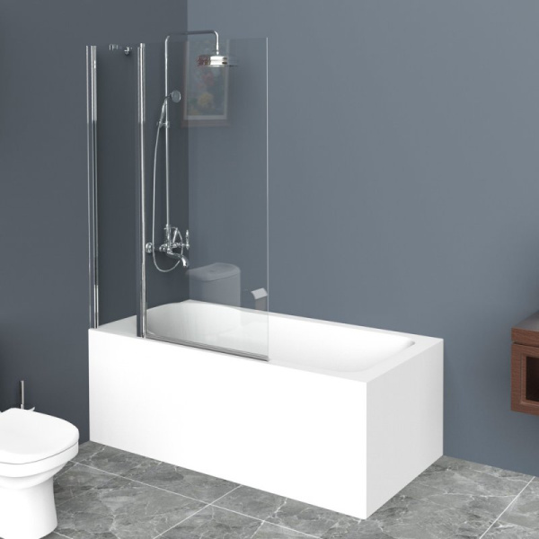 шторка на ванну belbagno uno 100 uno-v-11-100/150-c-nero профиль черный матовый, стекло прозрачное
