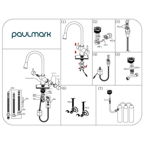 смеситель для кухни paulmark lange la214212-sbg с подключением к фильтру, цвет светлое брашированное золото
