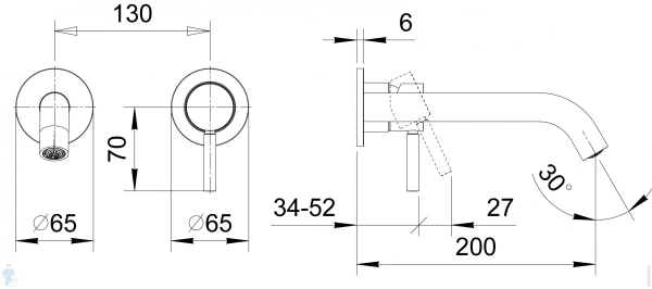 смеситель для раковины fantini nostromo 50 p5 e811b цвет matt gun metal pvd
