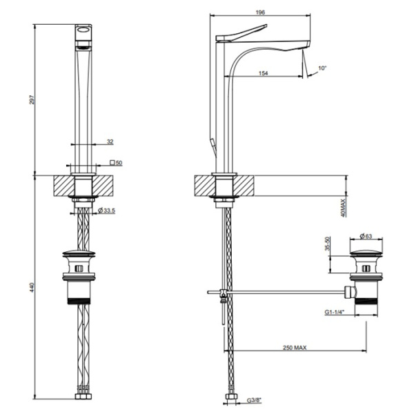 смеситель для раковины gessi rilievo 59003#031