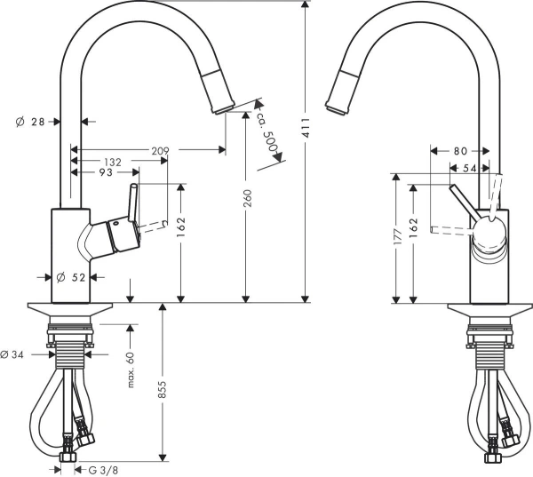 смеситель для кухни hansgrohe talis m52 72832000