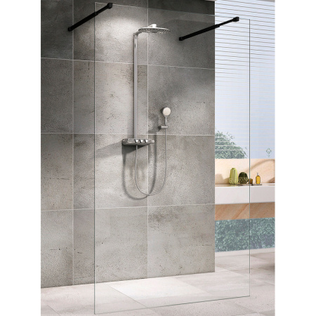 Душевая перегородка Abber Immer Offen 120 AG68120B8 профиль черный, стекло прозрачное