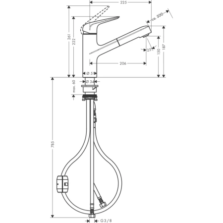 смеситель для кухни hansgrohe focus m42 71814000, хром
