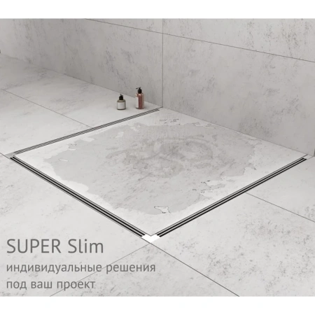 душевой лоток berges super slim 500 090178 с решеткой хром матовый