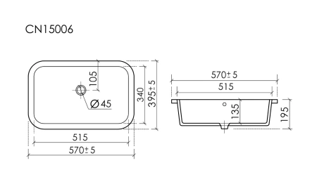 раковина ceramicanova era cn15006 57