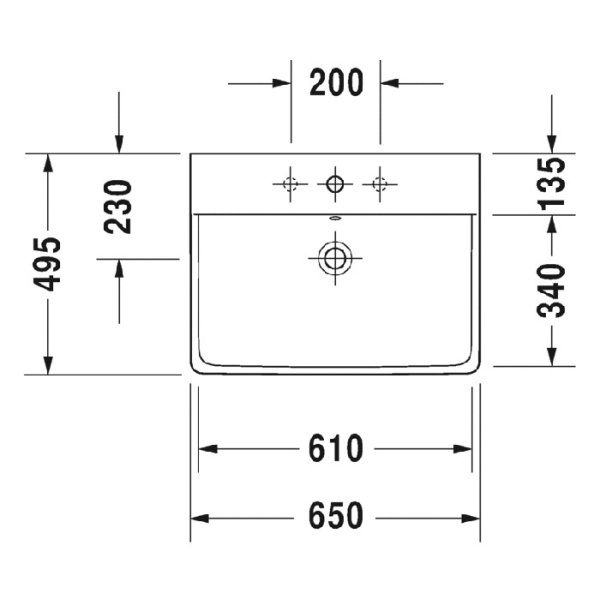 раковина полувстраиваемая duravit p3 comforts 2332650030