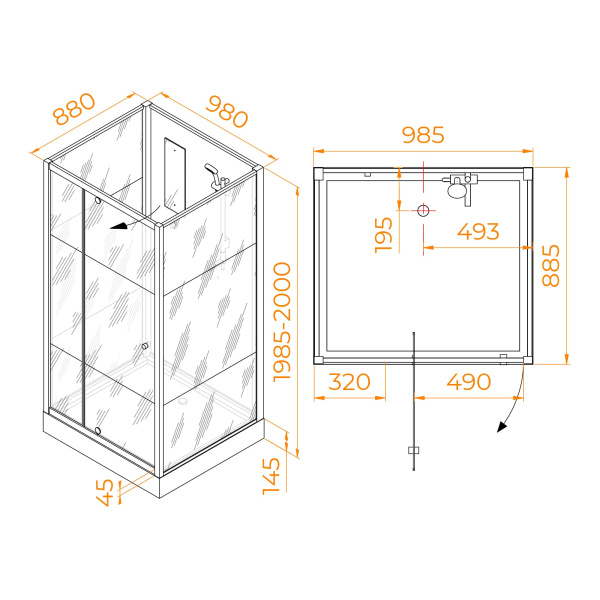 душевая кабина rgw andaman an-207 100х90 411320790-95 без гидромассажа